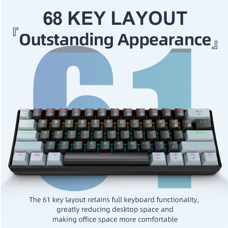 Gaming Keyboard E Yooso - APAYADO K61 Mini Mekanik Klavye,Kablolu,61 Tuş,Phantom