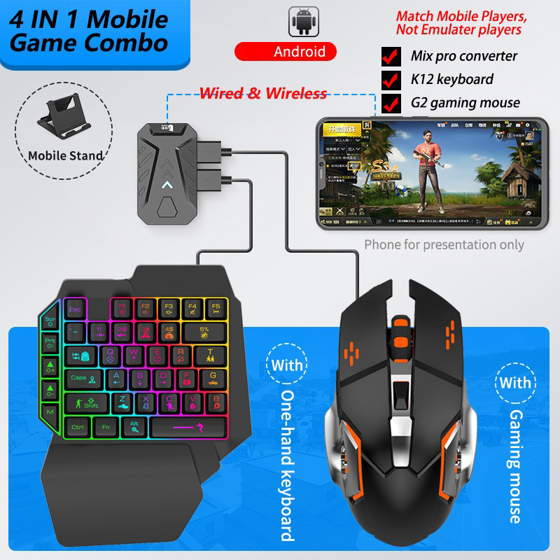 Gaming Keyboard And Mouse Converter For Mobile - Mobil Oyunlar Dönüştürücü Oyun Klavyesi ve