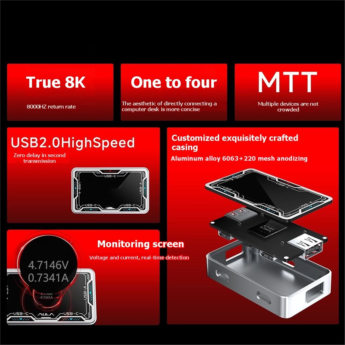 ■ ★ Yeni Gelen Moda Oyun USB H - Gaming Keyboard Splitter incelemesi ve fiyatı