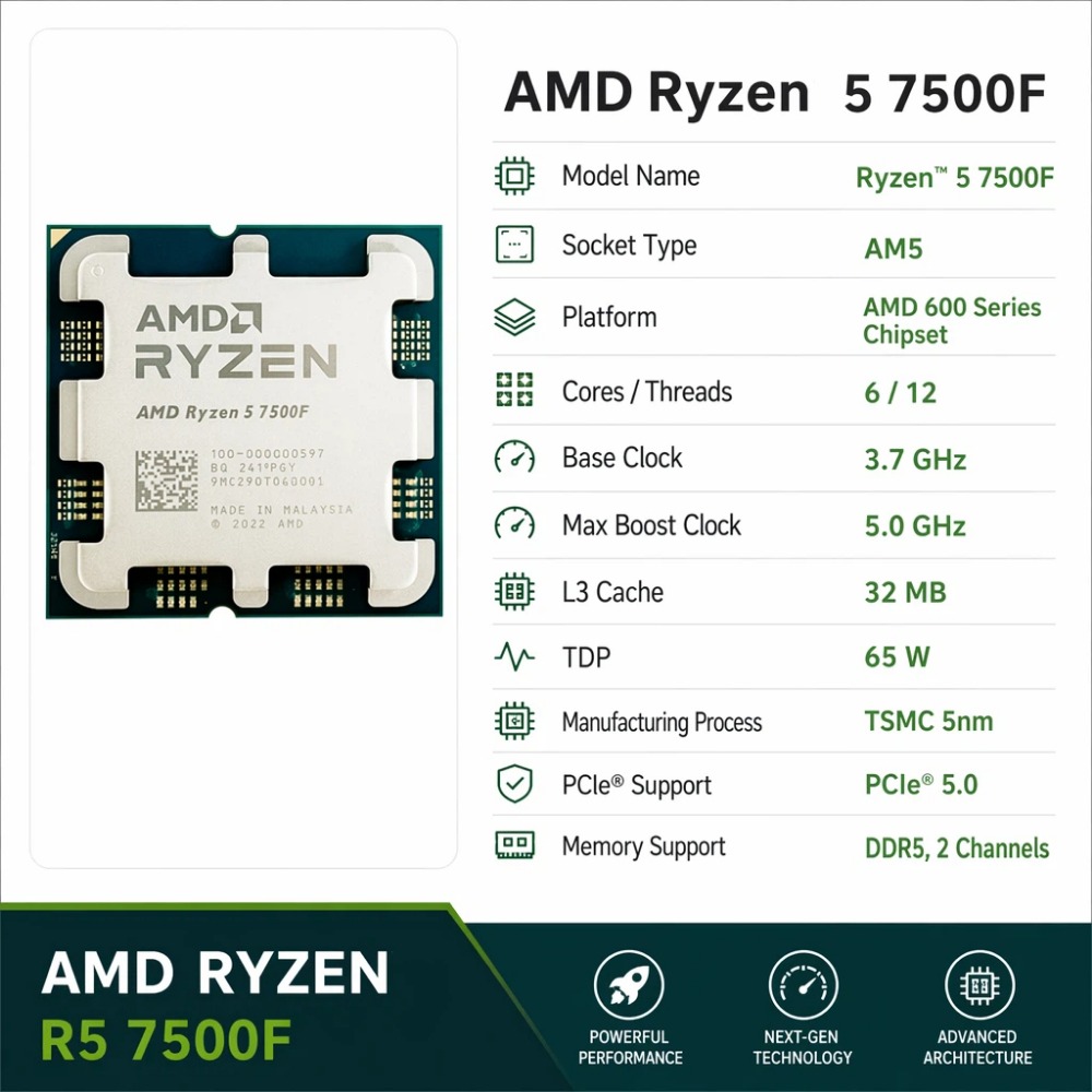 AMD R5 7500F Ryzen 5 7500F Zen - Amd Cpu Ryzen 5 incelemesi ve fiyatı