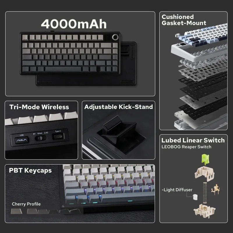 AULA F75 Max Mekanik Klavye %7 - Gaming Keyboard He incelemesi ve fiyatı