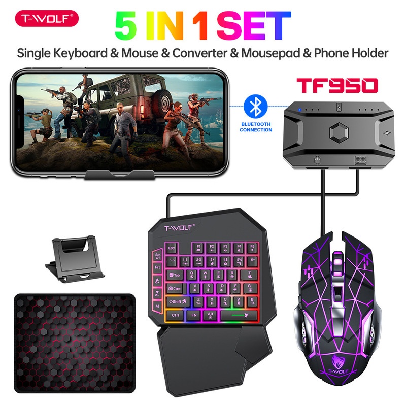 T-Wolf Tf950 5'i 1 Arada Tek E - Gaming Keyboard And Mouse Converter For Mobile incelemesi ve fiyatı