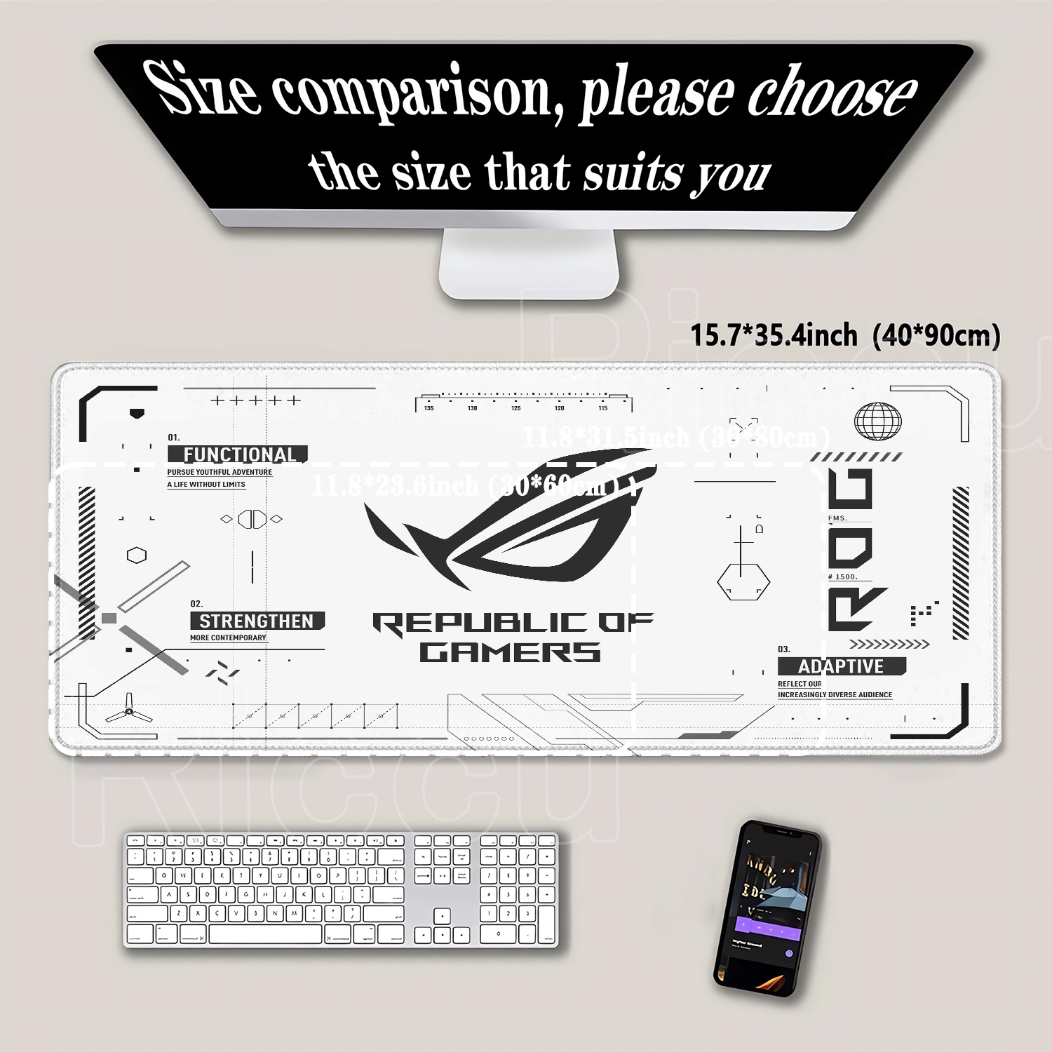R-ROG Büyük Oyun Mouse Pad'i A - Gaming Keyboard Typewriter incelemesi ve fiyatı