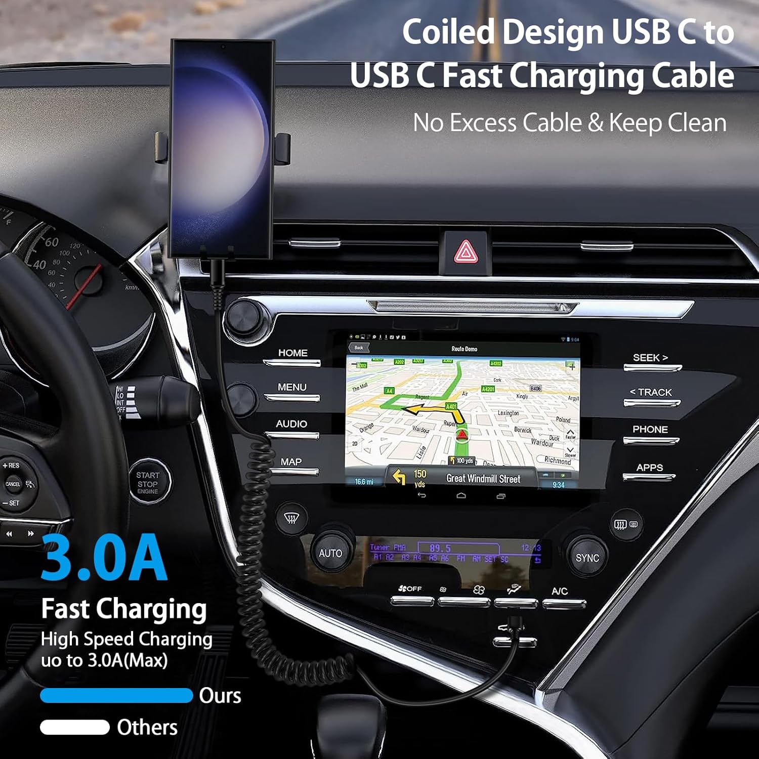 Android Auto USB C - USB C Kab - Coiled Usb Cable incelemesi ve fiyatı